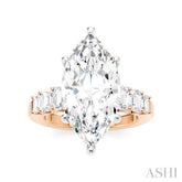 1 1/4 Ctw Marquise Shape Emerald and Round Cut Diamond Semi-Mount Engagement Ring in 14K Rose and White Gold